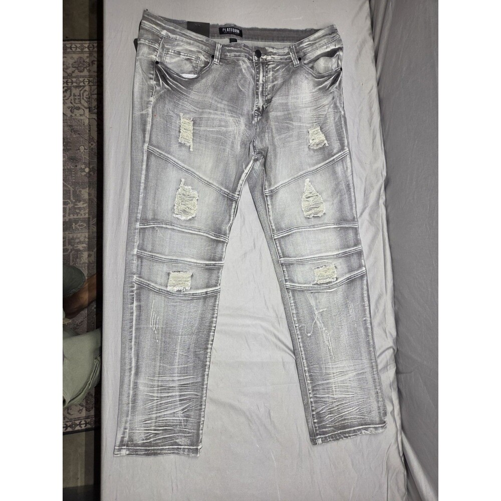 Men PLATFORM 100 GREY SLIM STRETCH JEAN, Sz 44X32 NWT $88 MSRP